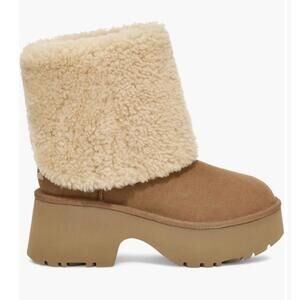 UGG Women's Size 11 Classic New Heights Shearling Cuffable Boots Chestnut